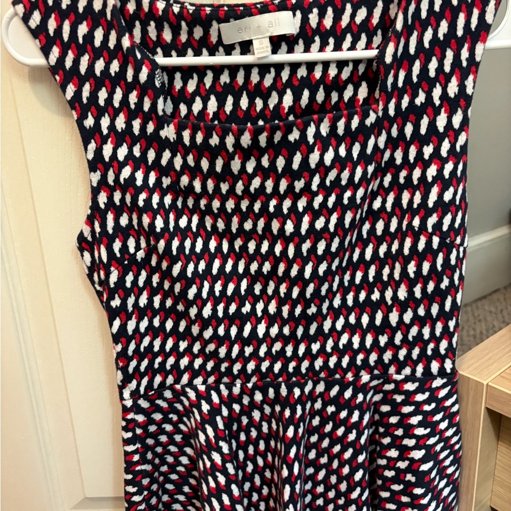 Anthropologie Navy and Red Patterned Blouse
